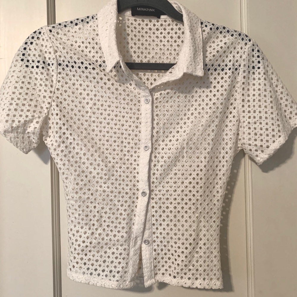 Minkpink waffle cut shirt